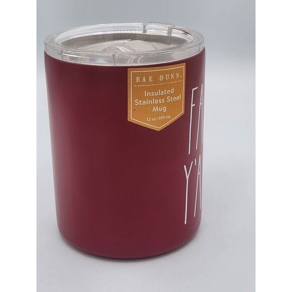 Rae Dunn 2021 "Fall Y’all" Insulated Stainless Steel Mug 12 oz w/lid NEW - Picture 2 of 4